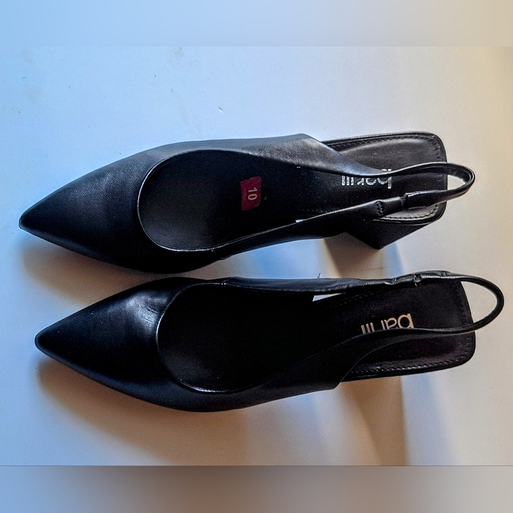 NWOT Bar III Pointed Toe Leather Novelty Triangular Stack Heel Shoes - Picture 9 of 13
